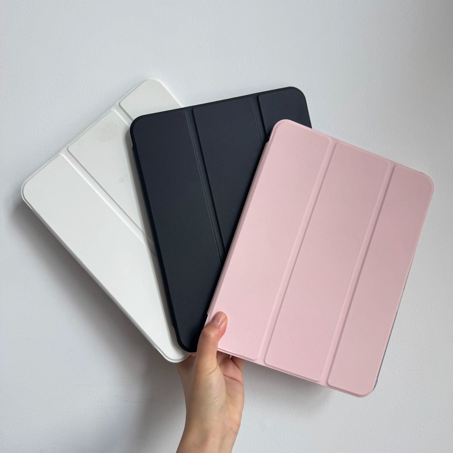 Simple Solid Pink White Black Case for Ipad A16 2025 / Ipad Air 6/ Ipad Mini 6, Slim Stand Cover with Soft Translucent Frosted Back Pencil Slot, for Samsung Galaxy Tab S9 Tablet Cases, Accessories, Leather
