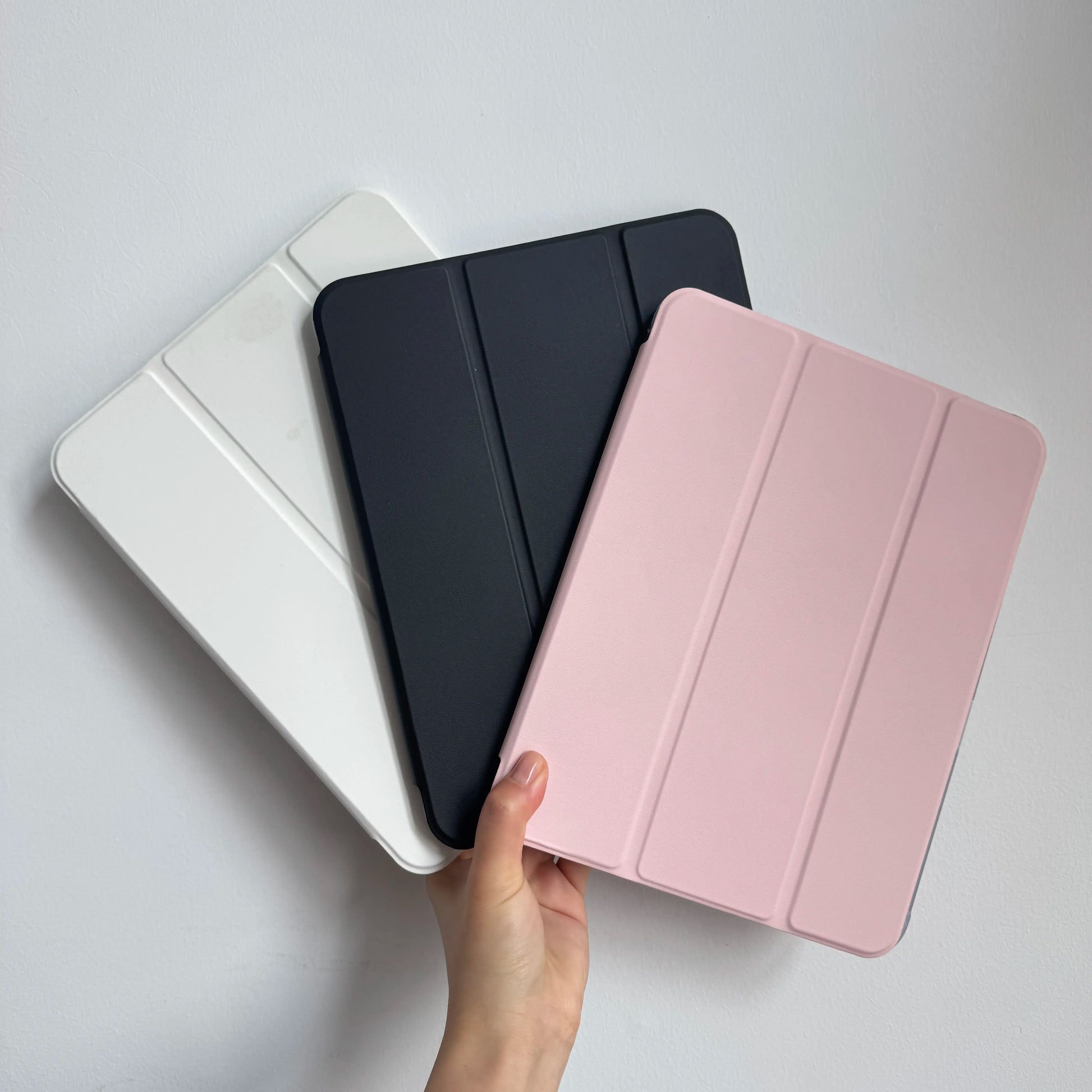 Simple Solid Pink White Black Case for Ipad A16 2025 / Ipad Air 6/ Ipad Mini 6, Slim Stand Cover with Soft Translucent Frosted Back Pencil Slot, for Samsung Galaxy Tab S9 Tablet Cases, Accessories, Leather