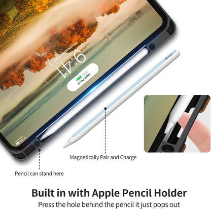 Case for Ipad Pro 12.9 2022 6Th/5Th/4Th/3Rd Generation with Pencil Holder Pocket Folio Stand Cover Soft TPU Back Shockproof, Auto Sleep/Wake,Vegan Leather