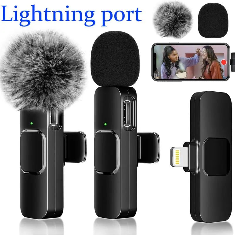 Professional Wireless Lavalier Microphone for Iphone, Ipad, Android - 2 Pack Noise Canceling Crystal Clear Recording, Live Streaming