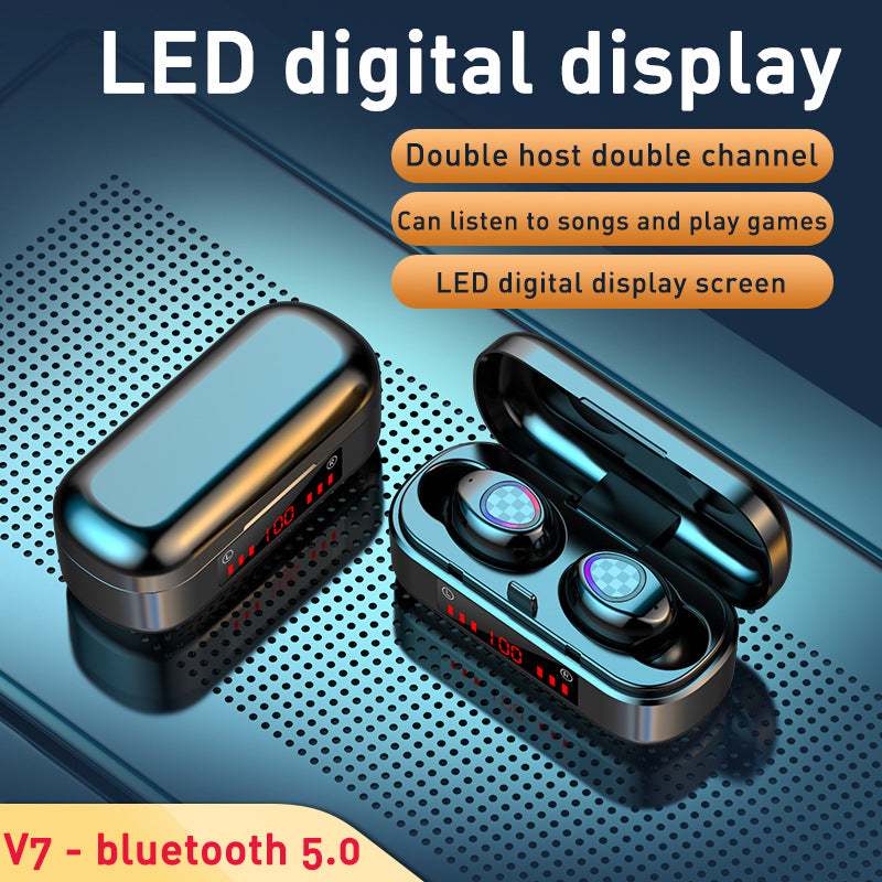 M7 Button Bluetooth Headset Digital Display Bluetooth Headset Binaural Bluetooth Headset with Charging Compartment Bluetooth Headset