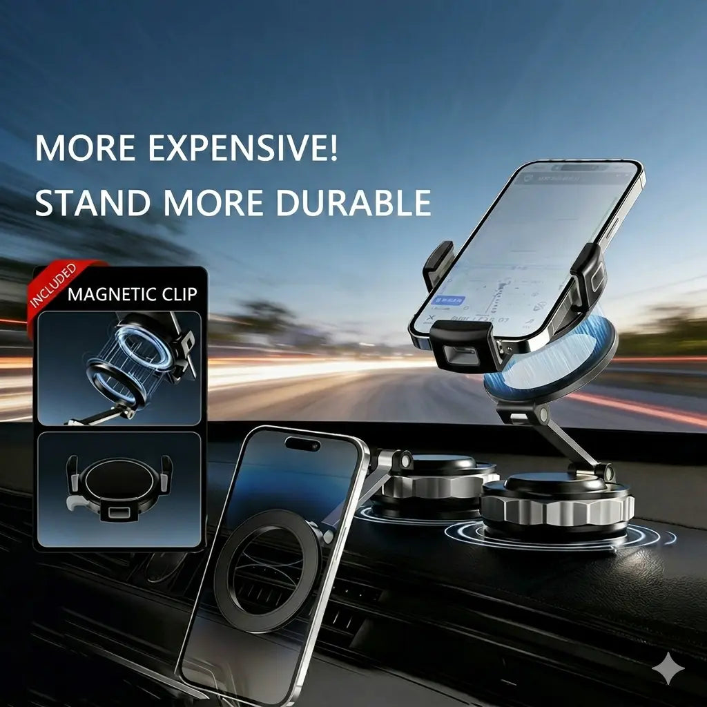 Magnetic Phone Holder, Adjustable Suction Cup Rotation Lock, Mechanical Sound Feedback, Multi-Functional for Home/Desktop/Car Use, Supports Magsafe, Foldable, Suitable for Magsafe Iphone, Google, Samsung and Other Devices