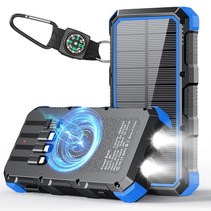 Solar Power Bank 49800Mah Wireless Charger QC Fast Charging Solar Charger Power Bank 8 Outputs 4 Inputs Solar Portable Charger Compatible with All Mobile Devices,Sos/Strobe/Strong Flashlights