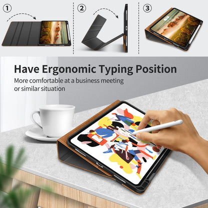 Case for Ipad Pro 12.9 2022 6Th/5Th/4Th/3Rd Generation with Pencil Holder Pocket Folio Stand Cover Soft TPU Back Shockproof, Auto Sleep/Wake,Vegan Leather
