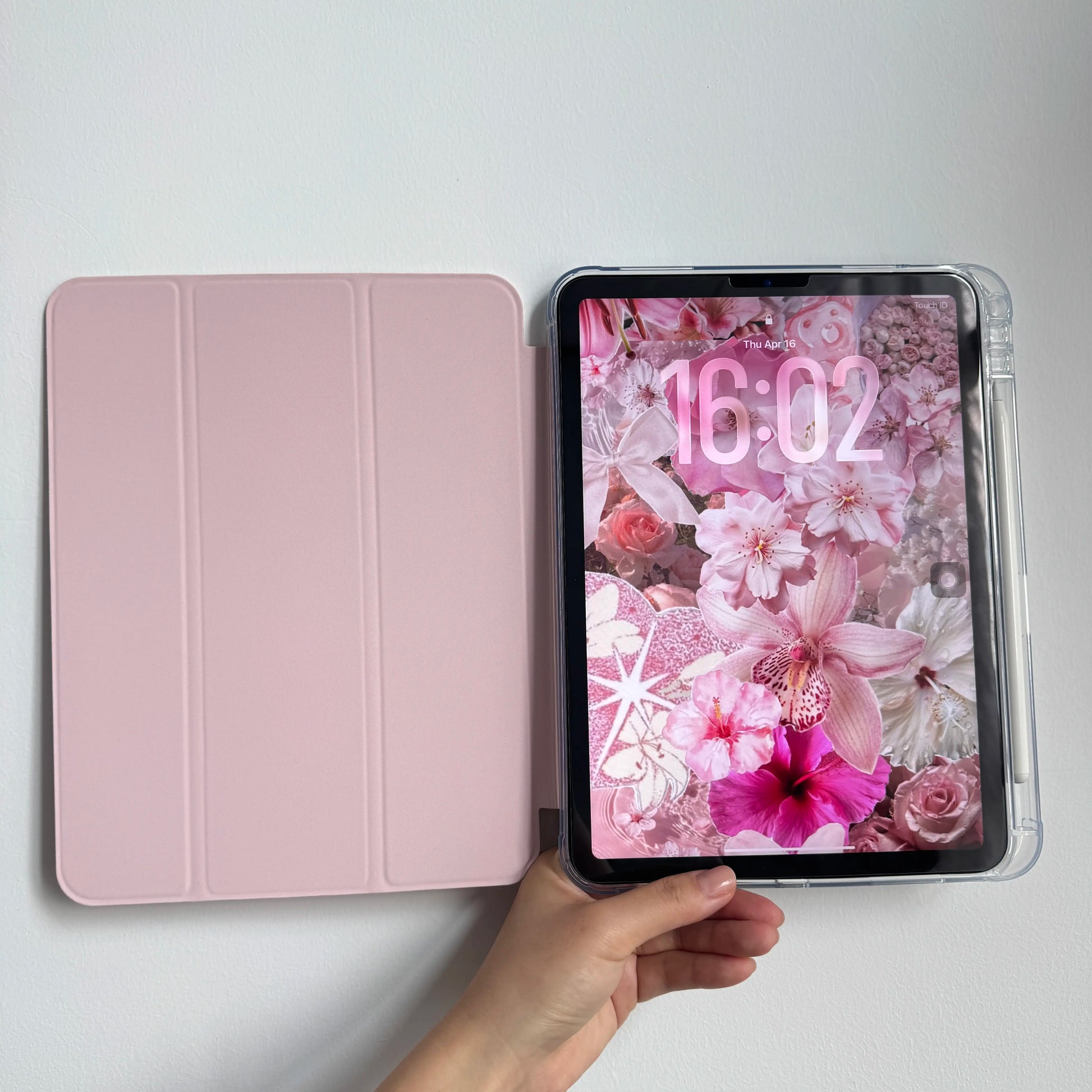 Simple Solid Pink White Black Case for Ipad A16 2025 / Ipad Air 6/ Ipad Mini 6, Slim Stand Cover with Soft Translucent Frosted Back Pencil Slot, for Samsung Galaxy Tab S9 Tablet Cases, Accessories, Leather