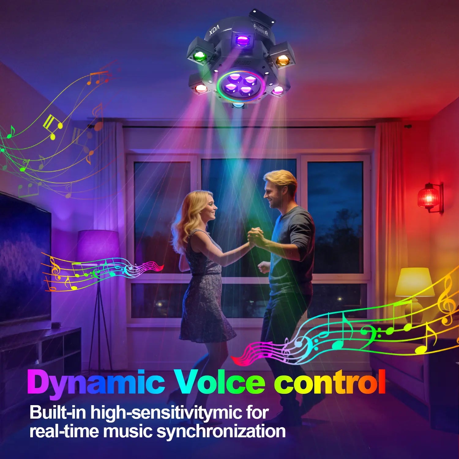 XDV 150W 6 Arms Moving Head DJ Light – RGBW Stage Light with DMX-512 & Sound Active for Parties, Weddings & Events