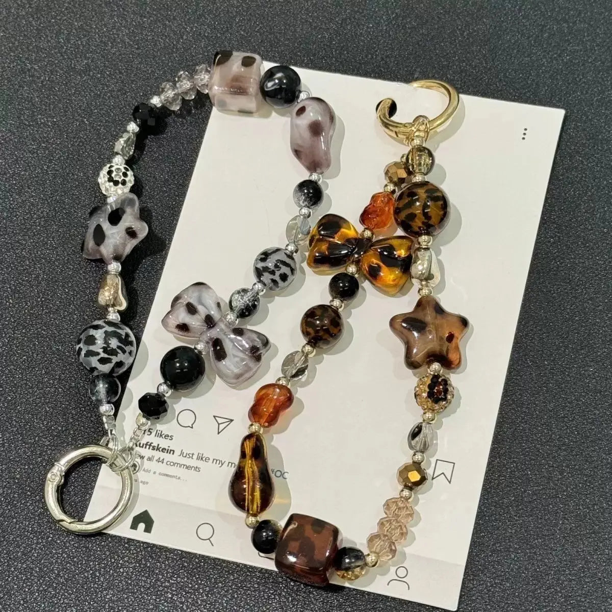 Woner for Phone Strap, Phone Chain Phone Charm Key Chain Detachable Cell Phone Lanyard Accessories-High Shine Brown Leopard