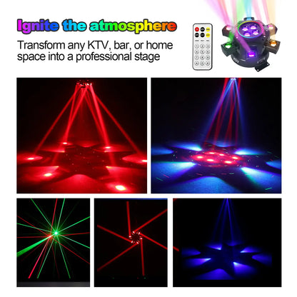 XDV 150W 6 Arms Moving Head DJ Light – RGBW Stage Light with DMX-512 & Sound Active for Parties, Weddings & Events