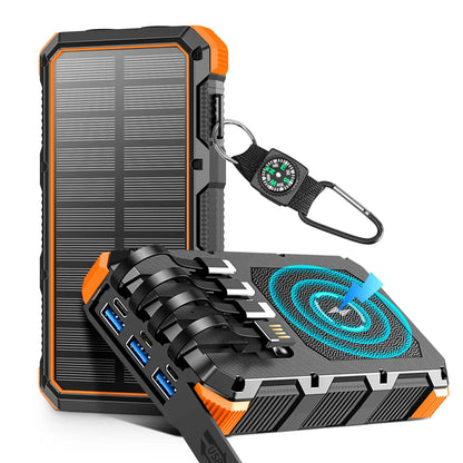 Solar Power Bank 49800Mah Wireless Charger QC Fast Charging Solar Charger Power Bank 8 Outputs 4 Inputs Solar Portable Charger Compatible with All Mobile Devices,Sos/Strobe/Strong Flashlights