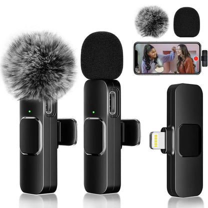 Professional Wireless Lavalier Microphone for Iphone, Ipad, Android - 2 Pack Noise Canceling Crystal Clear Recording, Live Streaming