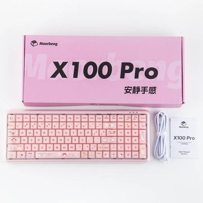 Mechlands X Maorbeng X100 PRO Membrane Keyboard with Number Pad, RGB Backlits, Wireless Computer Keyboard with 5000Mah Battery, BT/2.4G/USB-C Wired, 96% Layout for Windows/Mac/Pc