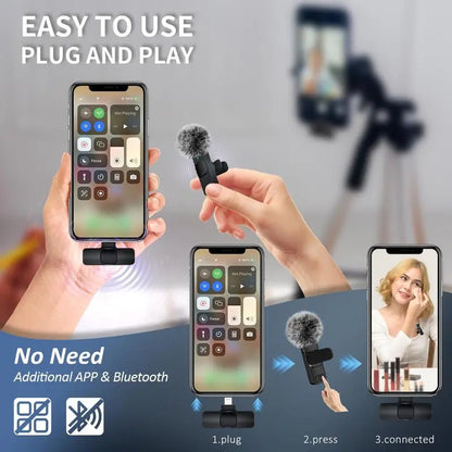 Professional Wireless Lavalier Microphone for Iphone, Ipad, Android - 2 Pack Noise Canceling Crystal Clear Recording, Live Streaming