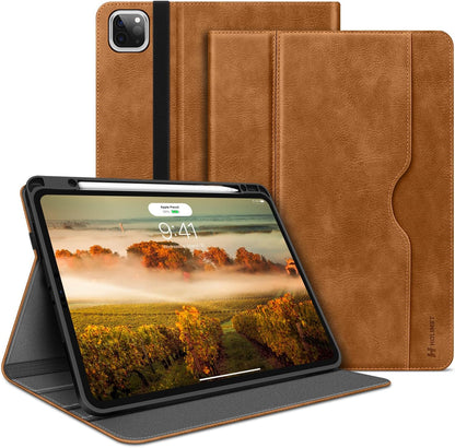 Case for Ipad Pro 12.9 2022 6Th/5Th/4Th/3Rd Generation with Pencil Holder Pocket Folio Stand Cover Soft TPU Back Shockproof, Auto Sleep/Wake,Vegan Leather