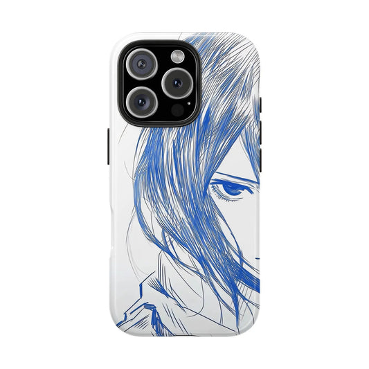 2-Piece Attack on Titan Eren & Mikasa Sketch Style Couple Smartphone Cases, Manga Art Large Eye Design, AOT Anime Protection Stylish Accessories for Iphone 16 Pro Max,15,14,13,12,11 Cellphones