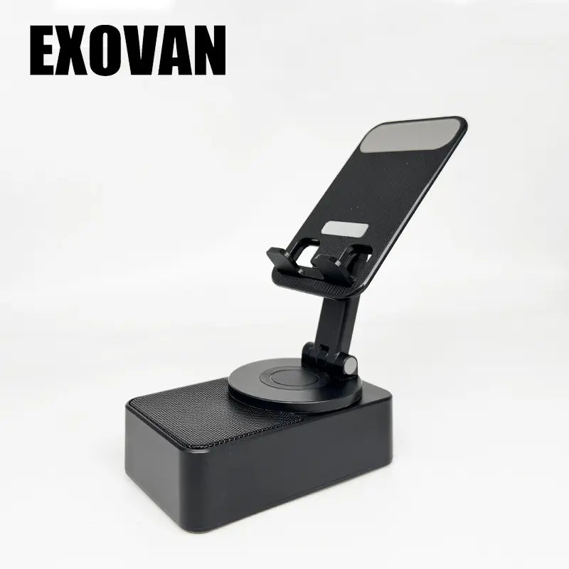 Wireless Audio Bluetooth Speaker 5In1 Phone Holder Emergency Rechargeable Withcolorful Ambient Light 300° Foldable for Tablet Iphone Android, Gifts for Men Women ，Black with LED Nightlight Wireless Induction Bluetooth Speaker Stand