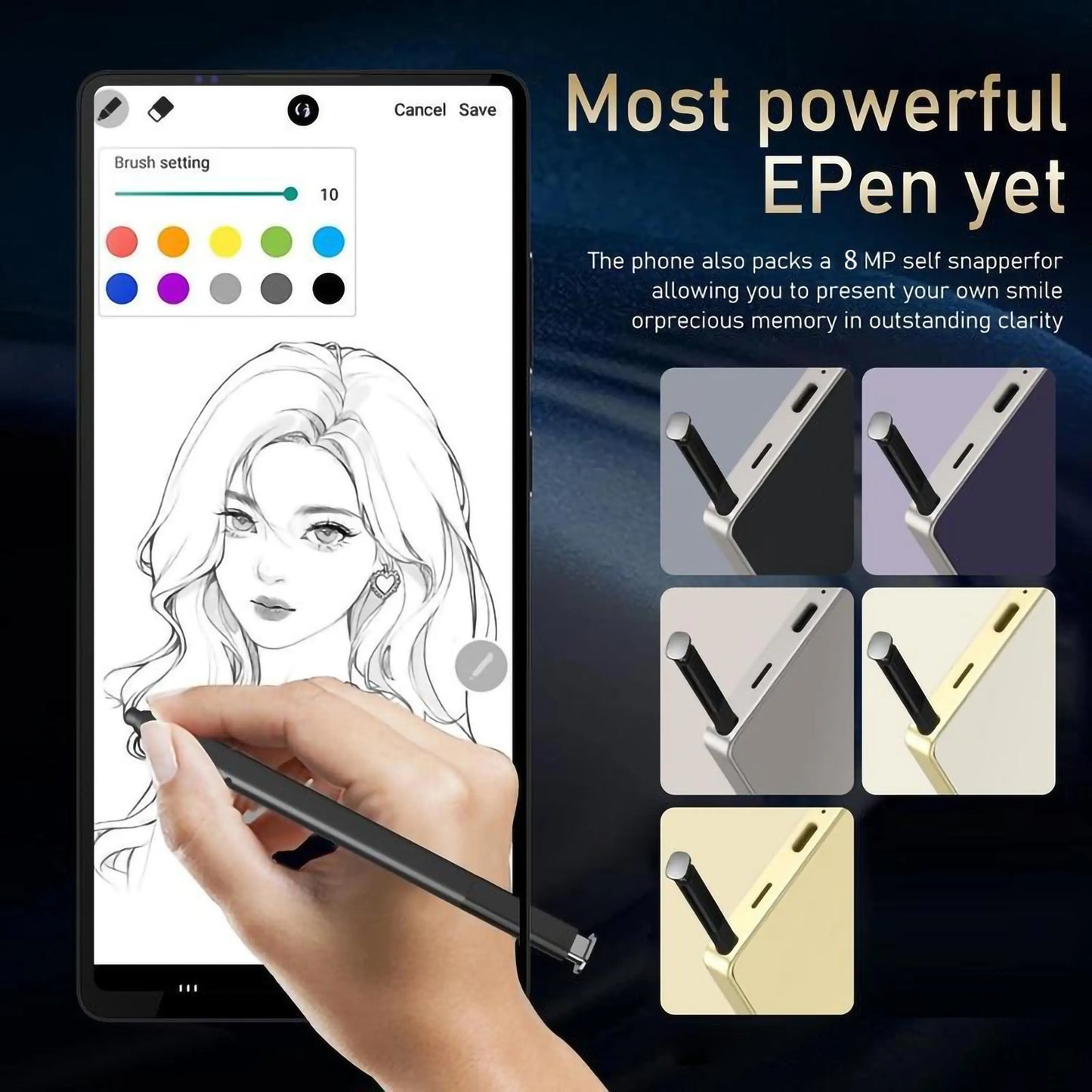 6.8-Inch Large-Screen Smart Phone, Supporting Dual SIM Dual Standby, Equipped with a Hidden Stylus, Featuring a Rear 13MP Pixel + Front 5MP Pixel, 8-Core Processor, 4G RAM, and Can Also Expand the Storage Space by an Additional 128GB.