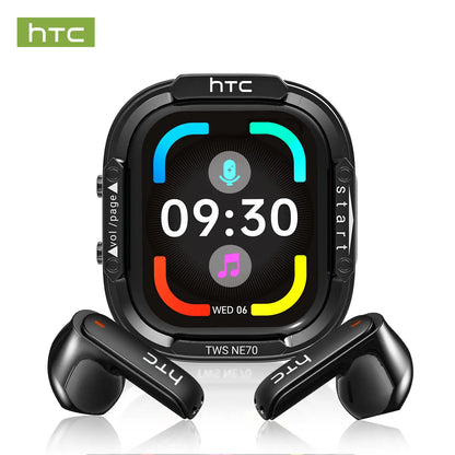 HTC NE70 TWS Earbuds, Bluetooth 6.0 Headphones, Wireless Earbuds with LED Smart Touch Control, Lightweight In-Ear Design, IPX5 Waterproof, Suitable for Gaming, Office Work, Sports, Studying, and Voice Calls, Built-In Microphone