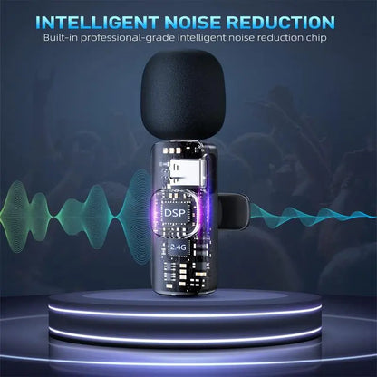 Professional Wireless Lavalier Microphone for Iphone, Ipad, Android - 2 Pack Noise Canceling Crystal Clear Recording, Live Streaming