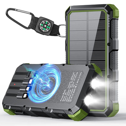Solar Power Bank 49800Mah Wireless Charger QC Fast Charging Solar Charger Power Bank 8 Outputs 4 Inputs Solar Portable Charger Compatible with All Mobile Devices,Sos/Strobe/Strong Flashlights