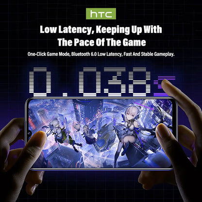 HTC NE70 TWS Earbuds, Bluetooth 6.0 Headphones, Wireless Earbuds with LED Smart Touch Control, Lightweight In-Ear Design, IPX5 Waterproof, Suitable for Gaming, Office Work, Sports, Studying, and Voice Calls, Built-In Microphone