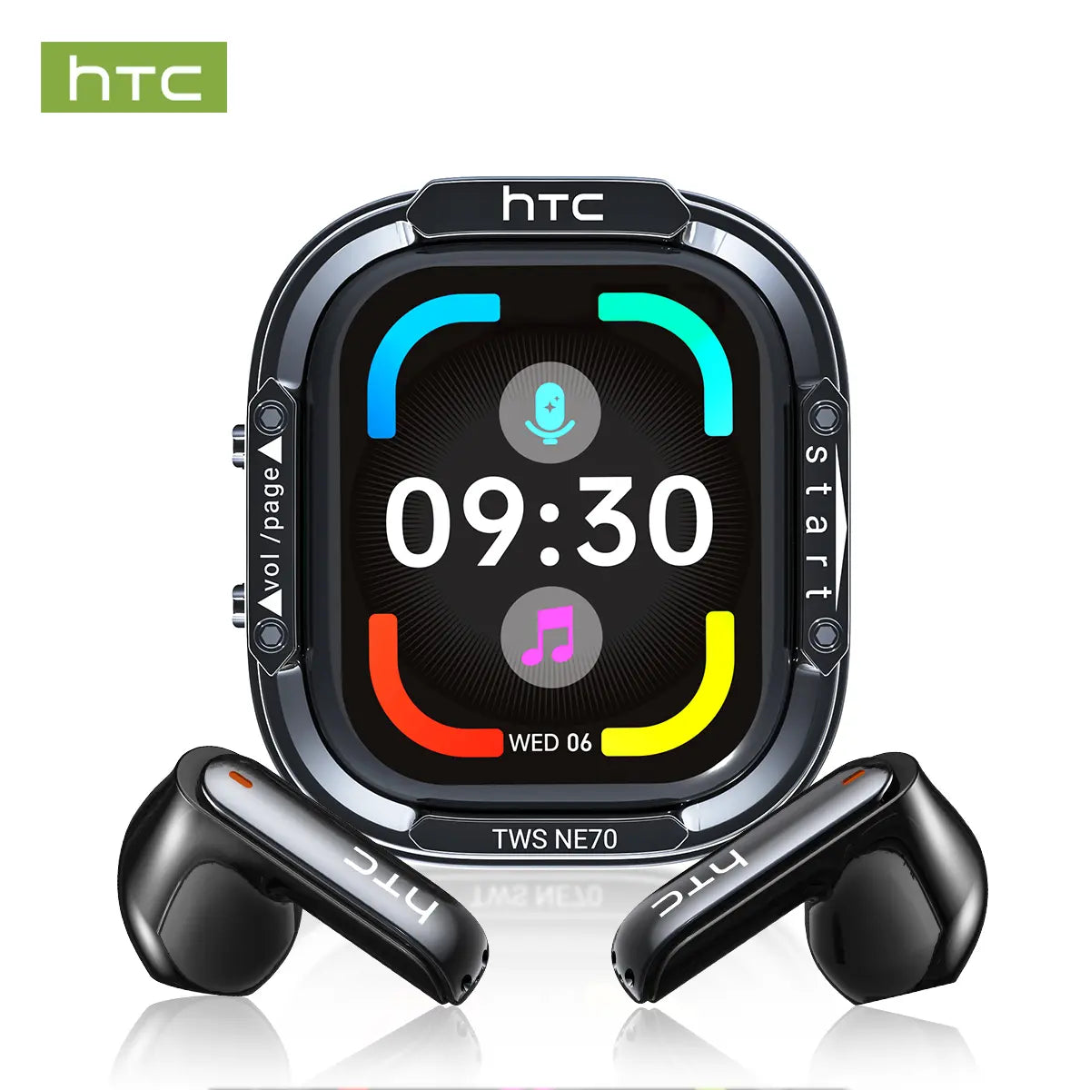 HTC NE70 TWS Earbuds, Bluetooth 6.0 Headphones, Wireless Earbuds with LED Smart Touch Control, Lightweight In-Ear Design, IPX5 Waterproof, Suitable for Gaming, Office Work, Sports, Studying, and Voice Calls, Built-In Microphone