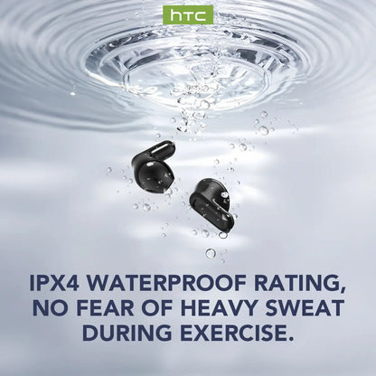 HTC NE20 Wireless Bluetooth Earphones - Bluetooth 6.0, Smart LED Display, IPX4 Waterproof, Hifi High-Fidelity Sound. Compatible with Ios, Android and PC. Built-In Microphone, Great for Office, Sports, Study and Voice Calls.