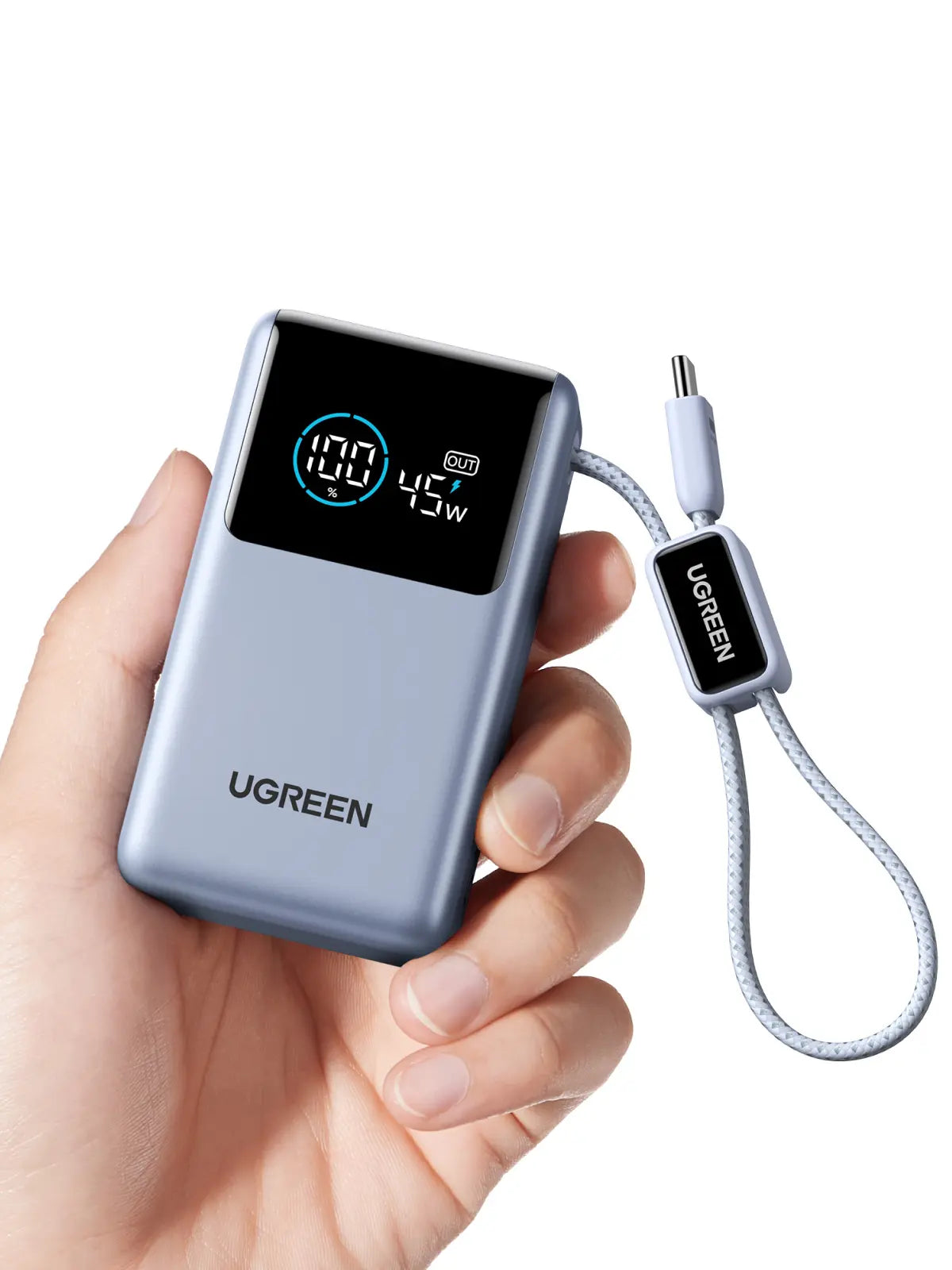 UGREEN Nexode Pro Power Bank 10,000Mah 45W, Compact Portable Charger, Built-In USB-C Cable, PD Super Fast Charging Battery Pack with Digital Display for Iphone 17/16 Pro Max Air/Galaxy S25 Ultra
