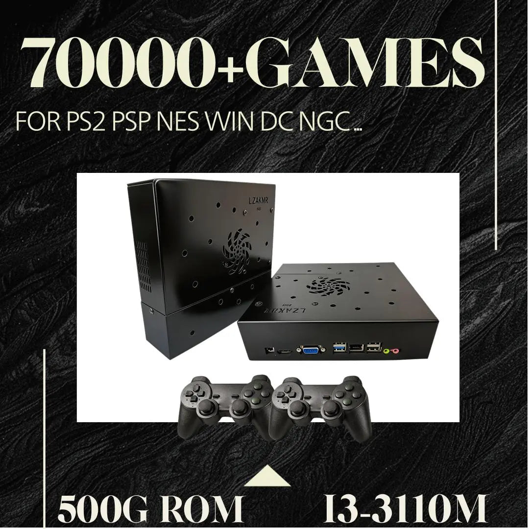 Ultimate Retro Game Console with 4G RAM & 500G Storage, 70,000 Classic Games, Plug & Play on TV & Projector, Relive Childhood Fun with Wireless Controllers