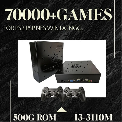 Ultimate Retro Game Console with 4G RAM & 500G Storage, 70,000 Classic Games, Plug & Play on TV & Projector, Relive Childhood Fun with Wireless Controllers