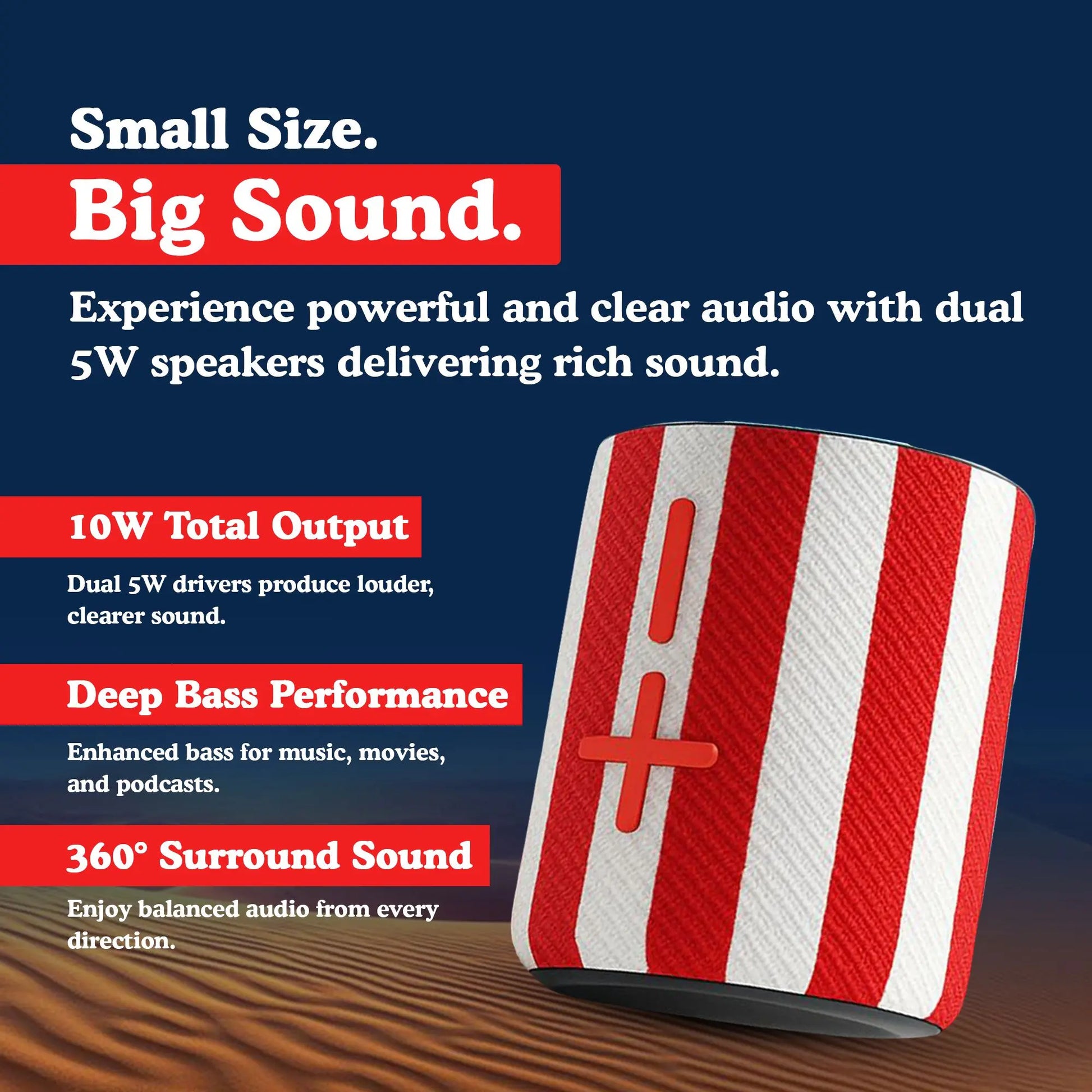 Magnetic Portable Bluetooth Speaker 2-In-1 Wireless Mini Speaker with American Flag Print & IPX5 Waterproof Compact Audio Smartphone Metal