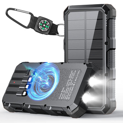 Solar Power Bank 49800Mah Wireless Charger QC Fast Charging Solar Charger Power Bank 8 Outputs 4 Inputs Solar Portable Charger Compatible with All Mobile Devices,Sos/Strobe/Strong Flashlights