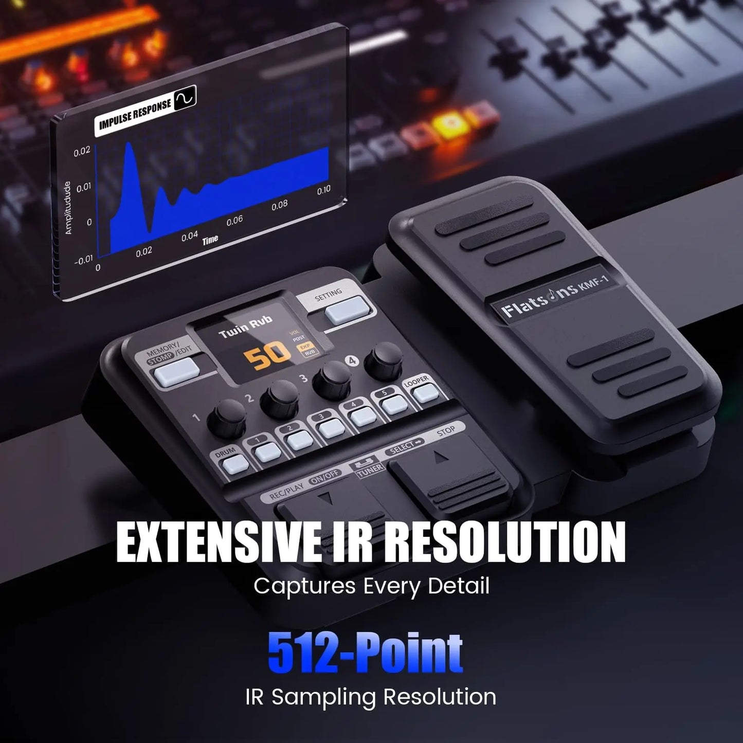 Flatsons-Kmf-1 Guitar Pedal, 77 Effects Guitar Multi Effects Pedal with 50 Preset, 42 Drum Rhythm, 18 Amp/Cab, Upgraded Color Screen, Aux In, Guitar Tuner Looper Expression Wah Volume Distortion Pedal