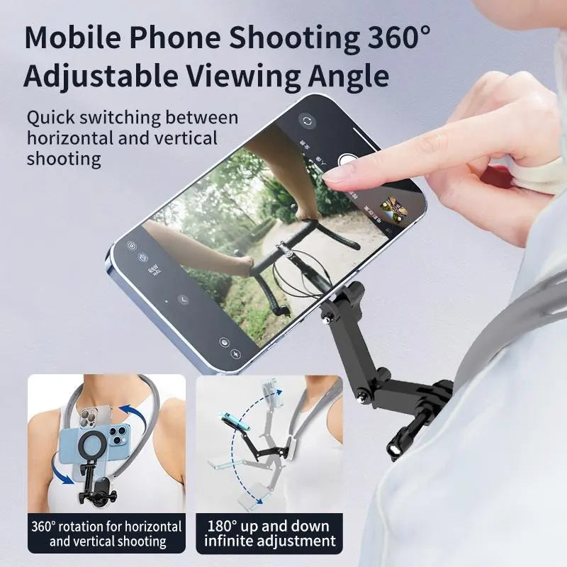 Magnetic Neck Mount, Hands-Free Secure Holder for Phones, Adjustable Cellphone Holder, Suitable for Vlogging, Compatible with Iphone 15/14/13/12 Series, Cell Phone Mount #GLOBAL PICKS