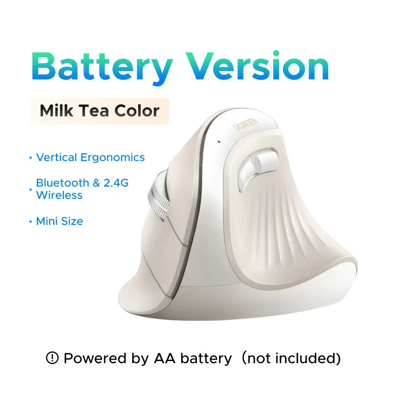 UGREEN Vertical Wireless (Bluetooth 5.0+2.4G) Ergonomic Mouse with 5 Buttons, 1000/1600/2000/3200/4000 DPI, Prevention of Mouse Arm, Vertical Mouse Compatible with Pc/Laptop/Tablet （Small Size）,#Summervibes