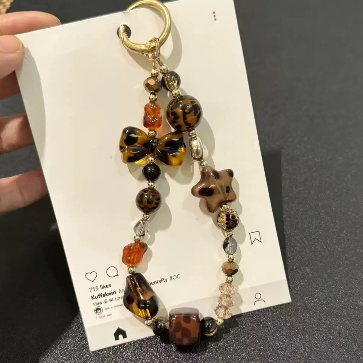 Woner for Phone Strap, Phone Chain Phone Charm Key Chain Detachable Cell Phone Lanyard Accessories-High Shine Brown Leopard