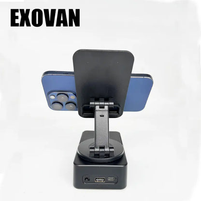 Wireless Audio Bluetooth Speaker 5In1 Phone Holder Emergency Rechargeable Withcolorful Ambient Light 300° Foldable for Tablet Iphone Android, Gifts for Men Women ，Black