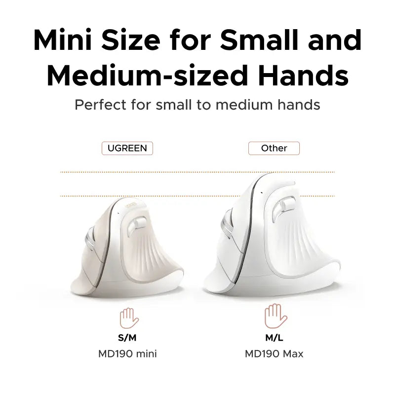 UGREEN Vertical Wireless (Bluetooth 5.0+2.4G) Ergonomic Mouse with 5 Buttons, 1000/1600/2000/3200/4000 DPI, Prevention of Mouse Arm, Vertical Mouse Compatible with Pc/Laptop/Tablet （Small Size）,#Summervibes