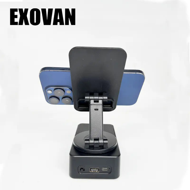 Wireless Audio Bluetooth Speaker 5In1 Phone Holder Emergency Rechargeable Withcolorful Ambient Light 300° Foldable for Tablet Iphone Android, Gifts for Men Women ，Black with LED Nightlight Wireless Induction Bluetooth Speaker Stand