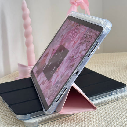 Simple Solid Pink White Black Case for Ipad A16 2025 / Ipad Air 6/ Ipad Mini 6, Slim Stand Cover with Soft Translucent Frosted Back Pencil Slot, for Samsung Galaxy Tab S9 Tablet Cases, Accessories, Leather