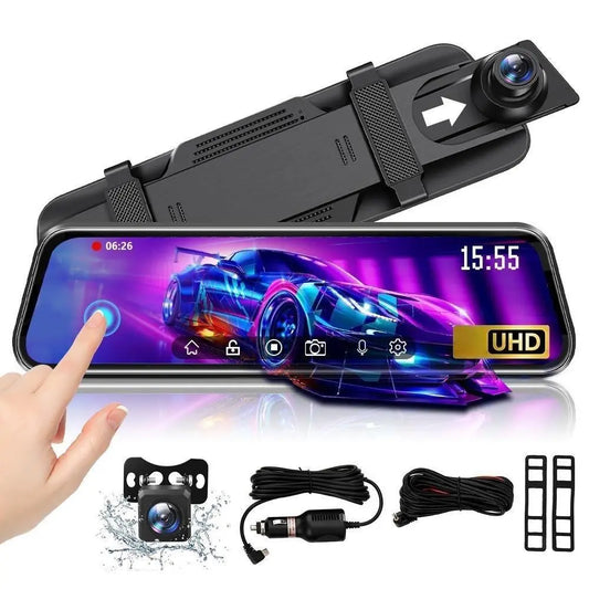 10'' Mirror Dash Cam Night Vision 1080P FHD Full Touch Screen Front and Rear View Backup Camera for Cars Loop Recording Streaming Media 170°Wide Angle Parking Assistance,For Valentine’S Day Gift,Summervibes