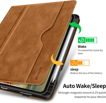 Case for Ipad Pro 12.9 2022 6Th/5Th/4Th/3Rd Generation with Pencil Holder Pocket Folio Stand Cover Soft TPU Back Shockproof, Auto Sleep/Wake,Vegan Leather