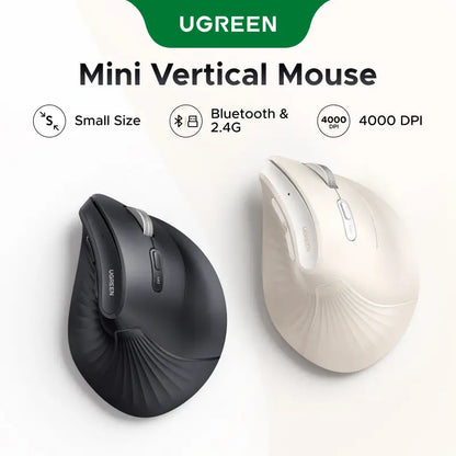 UGREEN Vertical Wireless (Bluetooth 5.0+2.4G) Ergonomic Mouse with 5 Buttons, 1000/1600/2000/3200/4000 DPI, Prevention of Mouse Arm, Vertical Mouse Compatible with Pc/Laptop/Tablet （Small Size）,#Summervibes