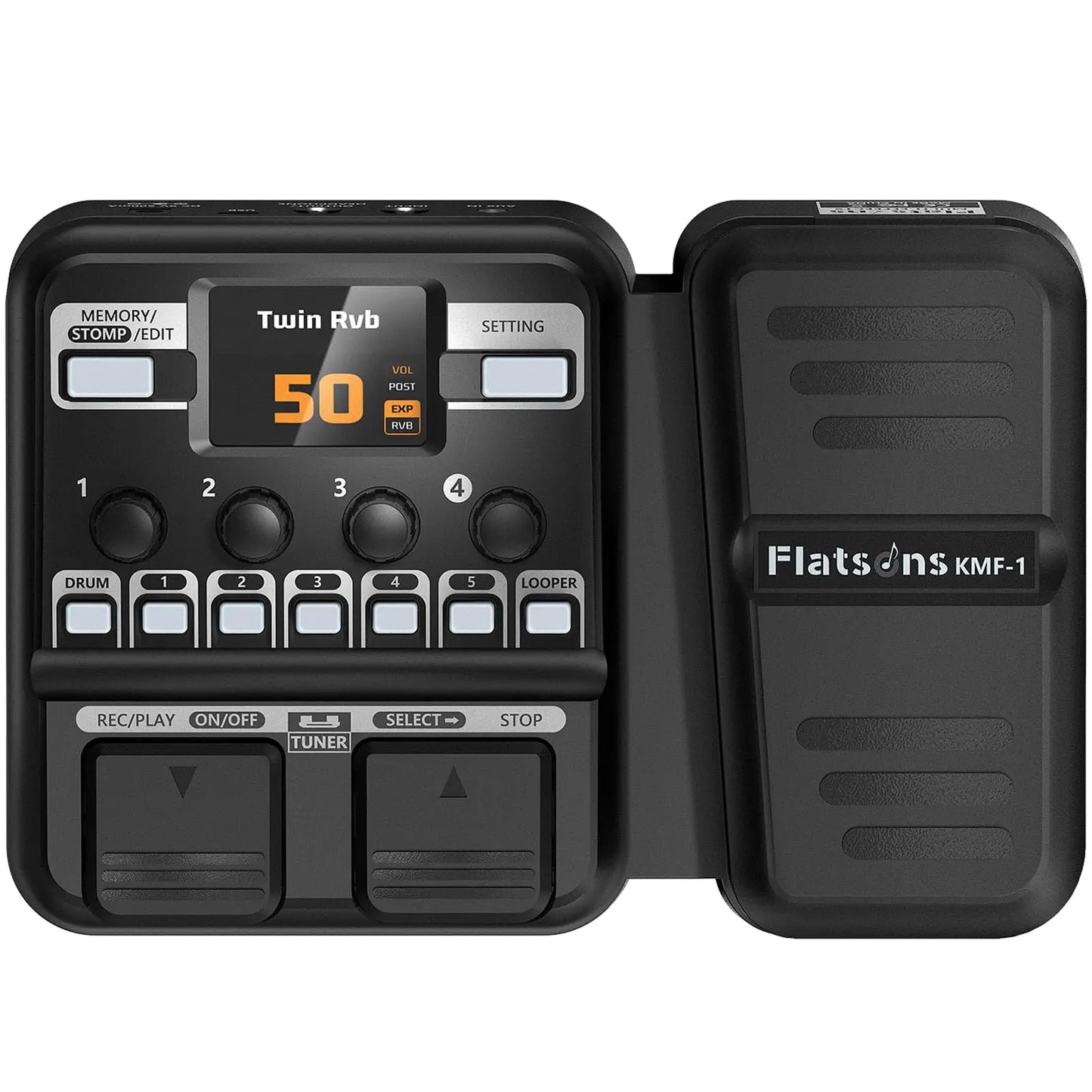Flatsons-Kmf-1 Guitar Pedal, 77 Effects Guitar Multi Effects Pedal with 50 Preset, 42 Drum Rhythm, 18 Amp/Cab, Upgraded Color Screen, Aux In, Guitar Tuner Looper Expression Wah Volume Distortion Pedal