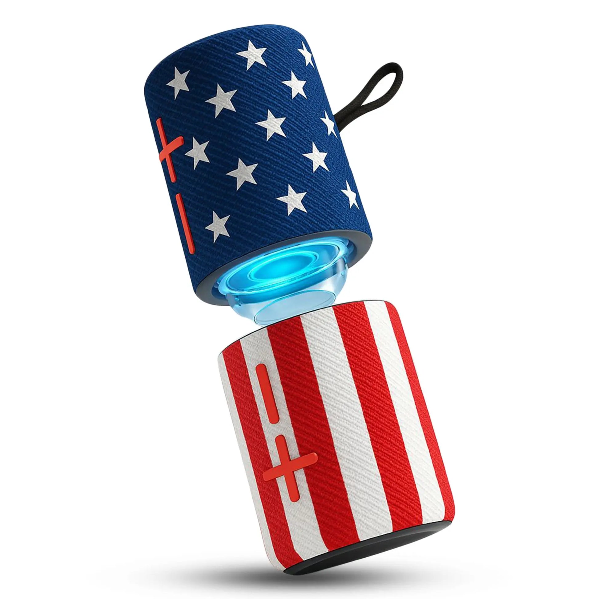 Magnetic Portable Bluetooth Speaker 2-In-1 Wireless Mini Speaker with American Flag Print & IPX5 Waterproof Compact Audio Smartphone Metal