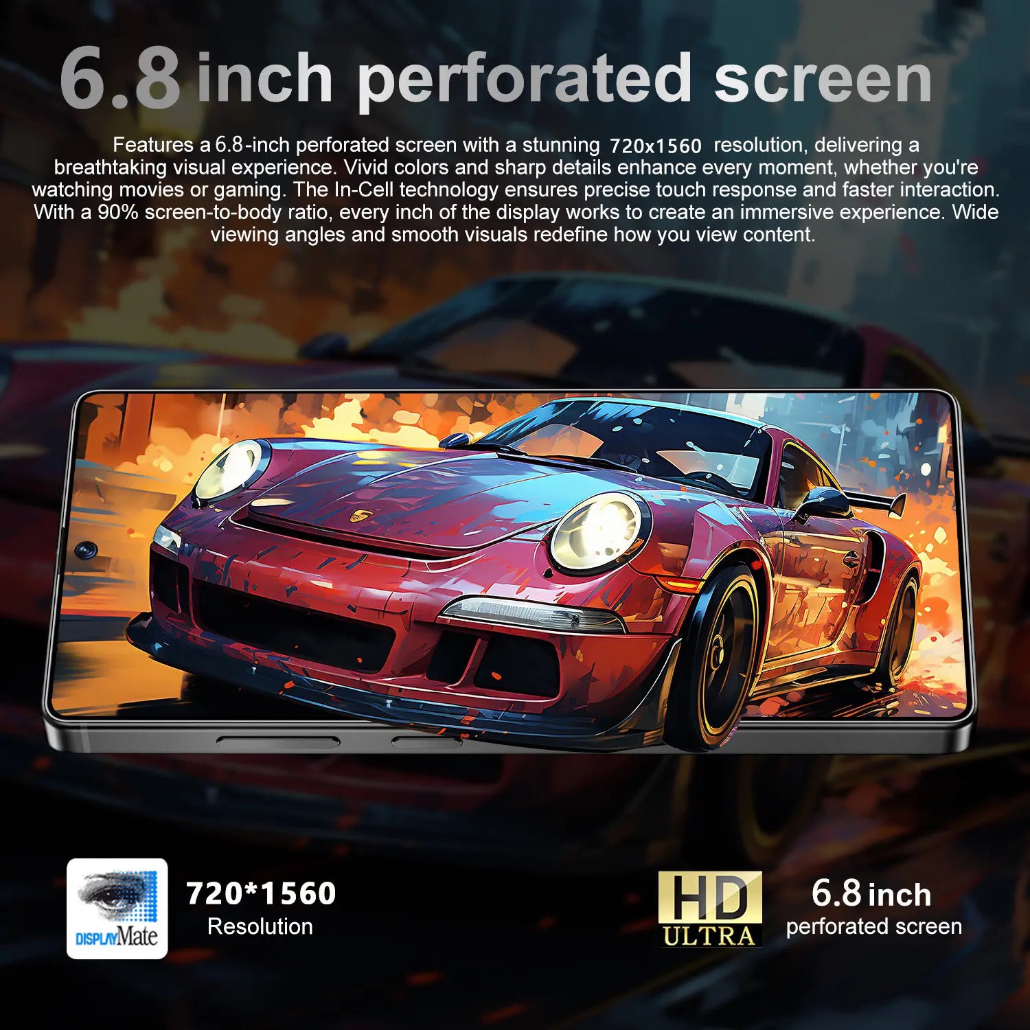 6.8-Inch Large-Screen Smart Phone, Supporting Dual SIM Dual Standby, Equipped with a Hidden Stylus, Featuring a Rear 13MP Pixel + Front 5MP Pixel, 8-Core Processor, 4G RAM, and Can Also Expand the Storage Space by an Additional 128GB.