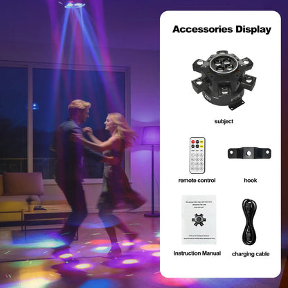 XDV 150W 6 Arms Moving Head DJ Light – RGBW Stage Light with DMX-512 & Sound Active for Parties, Weddings & Events