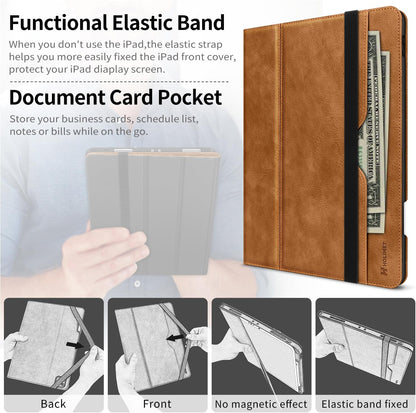 Case for Ipad Pro 12.9 2022 6Th/5Th/4Th/3Rd Generation with Pencil Holder Pocket Folio Stand Cover Soft TPU Back Shockproof, Auto Sleep/Wake,Vegan Leather