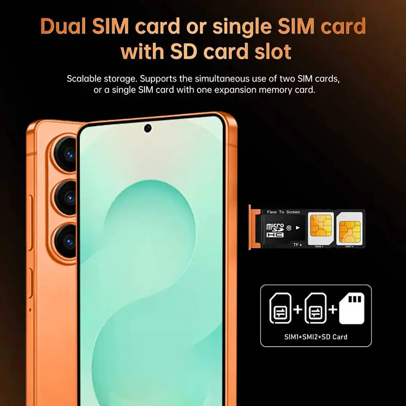 6.8-Inch Large-Screen Smart Phone, Supporting Dual SIM Dual Standby, Equipped with a Hidden Stylus, Featuring a Rear 13MP Pixel + Front 5MP Pixel, 8-Core Processor, 4G RAM, and Can Also Expand the Storage Space by an Additional 128GB.