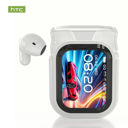 HTC NE20 Wireless Bluetooth Earphones - Bluetooth 6.0, Smart LED Display, IPX4 Waterproof, Hifi High-Fidelity Sound. Compatible with Ios, Android and PC. Built-In Microphone, Great for Office, Sports, Study and Voice Calls.