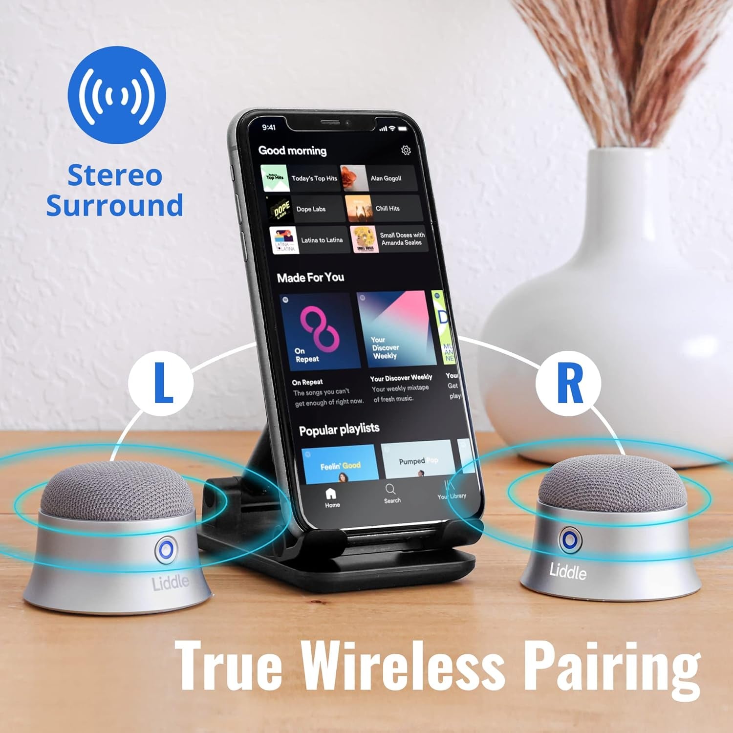 Magnetic Liddle Speaker Silver, Bluetooth 5.1, 3W, 6Hrs Battery, Magsafe Compatible, Wall Mount, Water Resistant, Best of CES 2022 Award